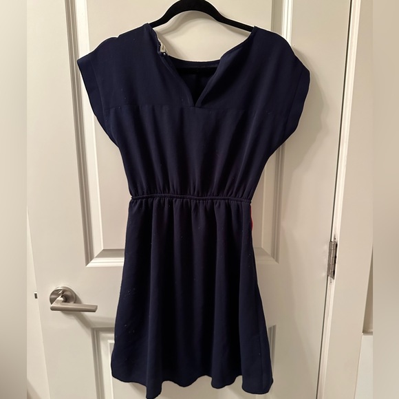 Retro style blue navy midi dress with stripes - Picture 5 of 5